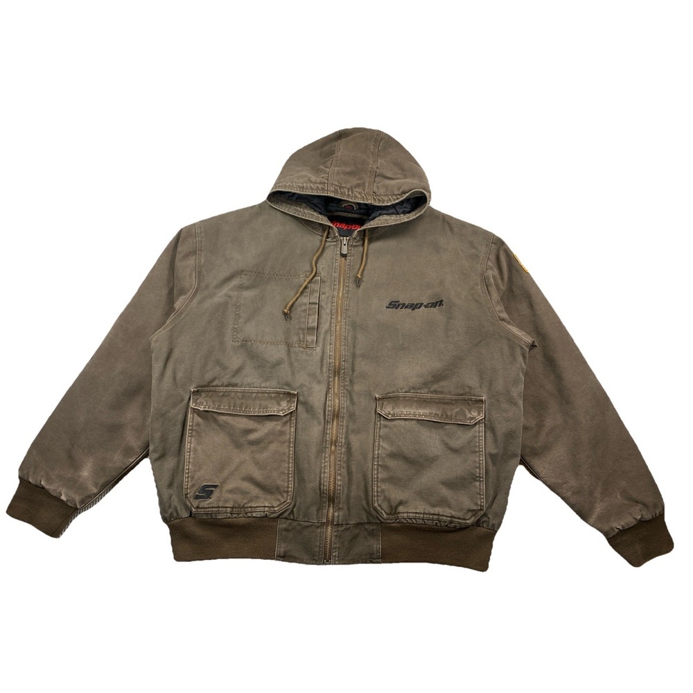 Snap-On Tools Canvas Jacket Quilt-Lined Hooded Jacket Brown Men's XXL‎